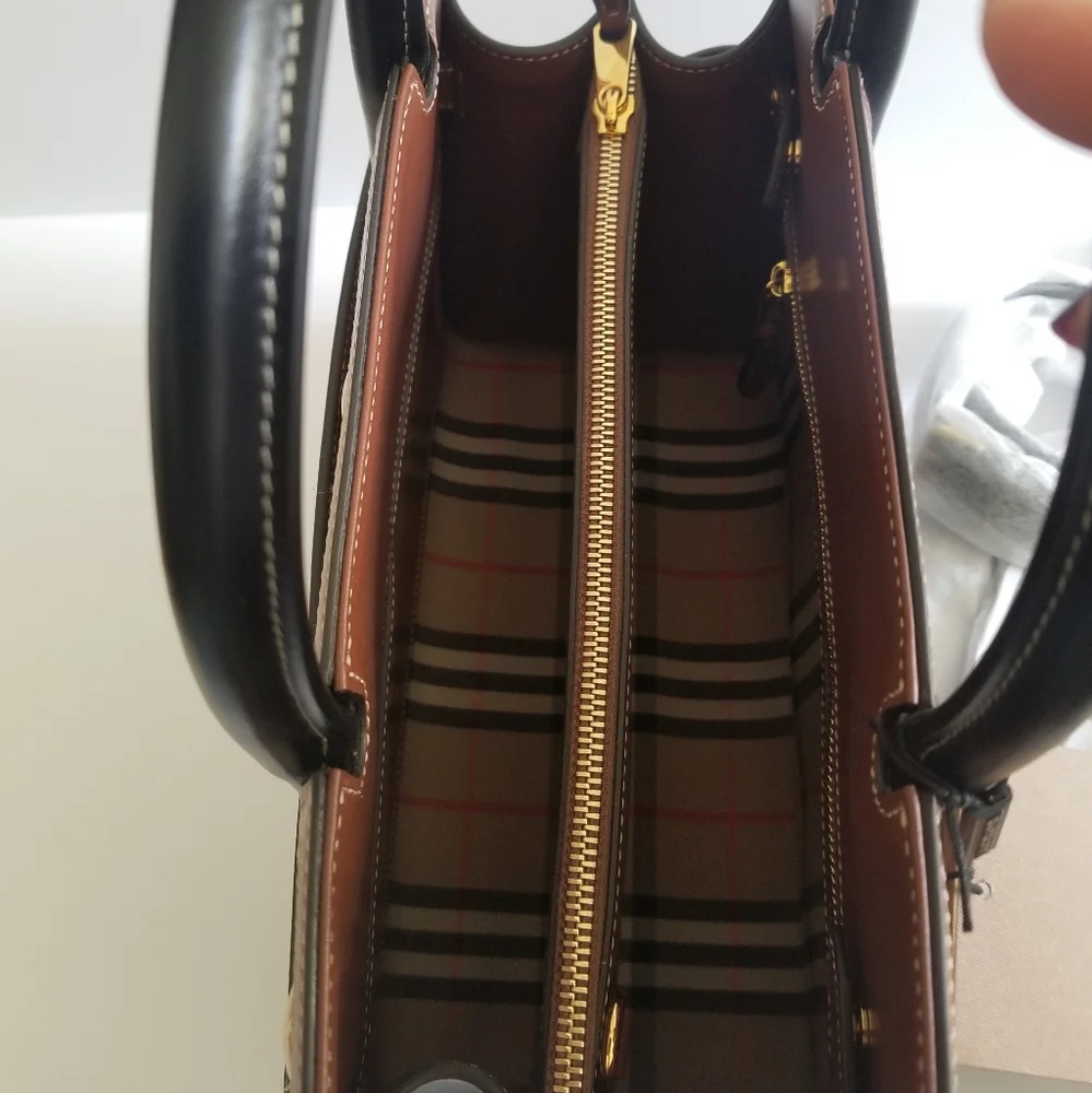 Burberry Title Vintage Check Leather Satchel Black - Picture 7 of 13